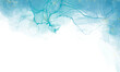 © Phakamas - Abstract light blue watercolor, blurred  Blue powder explosion on white background Luxury design and splash with golden crackers. Template design for birthday invite or card.