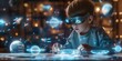 © Lahiru - Children immersed in using advanced technology, exploring a futuristic environment. The image captures curiosity and the modern world of digital interaction among youth.