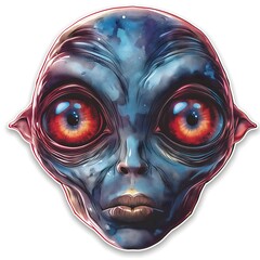 Head Of An Alien Creature. Illustration On The Theme Of Humor, Cartoons, Fantasy And Comics. Generative AI	
