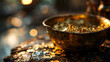 © Micro - A copper bowl with gold liquid in it: