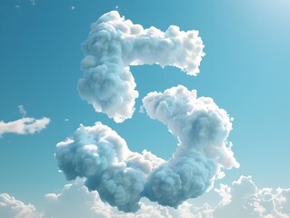 Wall Mural - Radiant Clouds Forming the Number 5 in Clear Blue Sky