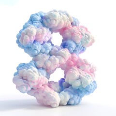 Wall Mural - Soft Pastel-Colored Fluffy 3D Cloud Rendering in the Shape of Number 8