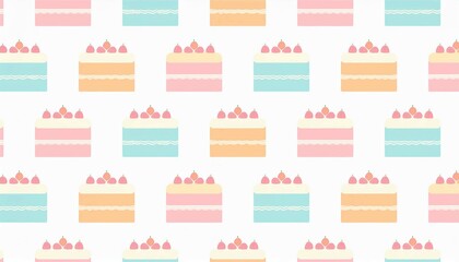 Seamless pattern of cute cakes background. generative AI 