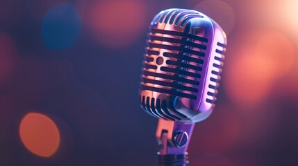 Wall Mural - A microphone with a podcast icon is prominently displayed, representing its use in broadcasting and podcasting contexts.