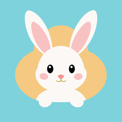Canvas Print - Peeking Cute Easter Bunny Rabbit Frame Vector Illustration  