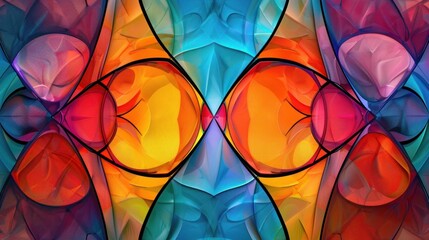 Wall Mural - a symmetrical yet unpredictable arrangement of shapes and colors in this captivating abstract textur