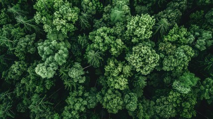 Sticker - Aerial View of Lush Green Forest Canopy