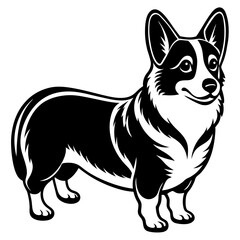 Canvas Print - corgi dog, clear and smooth lines, neat minimalist shading, 