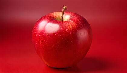Wall Mural - an apple in a red color background
