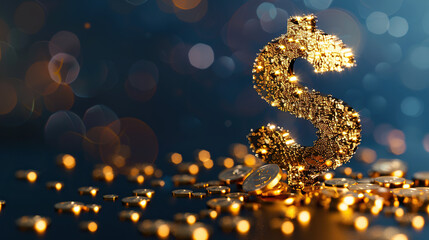 Wall Mural - dollar sign made of golden coins