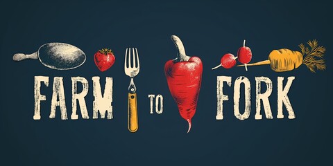 Farm to Fork: Rustic Design with Vegetables and Vintage Cutlery Illustration