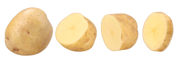 Poster - Potatoes, halves and slices isolated, transparent PNG, PNG format, cut out