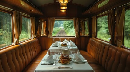 Wall Mural - The aroma of freshly cooked delicacies wafting through the dining car.
