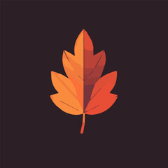 Wall Mural - Minimalist autumn leaf on dark background