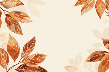 Wall Mural - Warm autumn leaves border with ample copy space for text