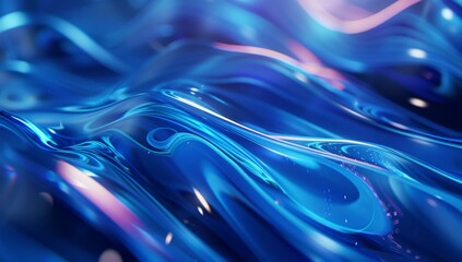 Wall Mural - a close up of a blue liquid flowing on the surface. ai.