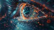 © Nikolay - A close up of a human eye with dots and sparkles. AI.