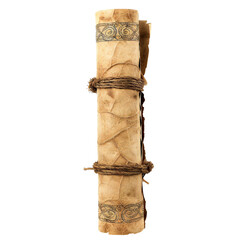 Wall Mural - Ancient paper scroll isolated on white background Generative Ai 