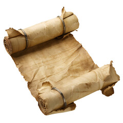 Wall Mural - Ancient paper scroll isolated on white background Generative Ai 