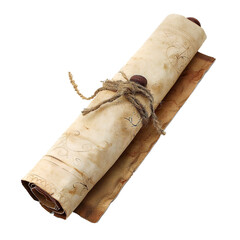 Wall Mural - Ancient paper scroll isolated on white background Generative Ai 