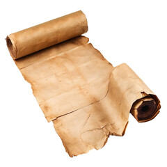 Wall Mural - Ancient paper scroll isolated on white background Generative Ai 