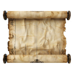 Wall Mural - Ancient paper scroll isolated on white background Generative Ai 