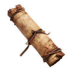 Wall Mural - Ancient paper scroll isolated on white background Generative Ai 
