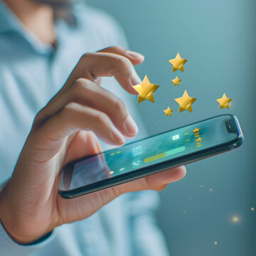 Stars floating above the smartphone