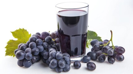 Wall Mural - Glass of Grape Juice and Fresh Grapes