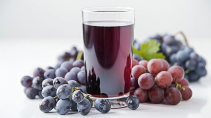 Glass of Grape Juice with Grapes