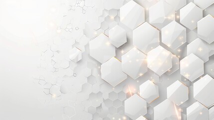 Vector banner design featuring white background with geometric hexagon pattern for modern business or technology use