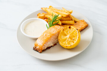 Canvas Print - fried salmon fish and chips