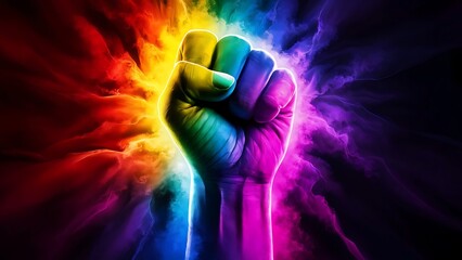 Pride fist lgbt gay rainbow hand lgbtq flag day fight. Fist pride lgbt colou power poster protest homosexual background human diversity month solidarity woman gender international symbol strength sign