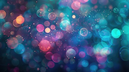 Fototapete - A colorful background with many small circles. The circles are of different colors and sizes. The background is blue and purple