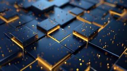 Leinwandbilder - A close up of a computer chip with a yellow glow
