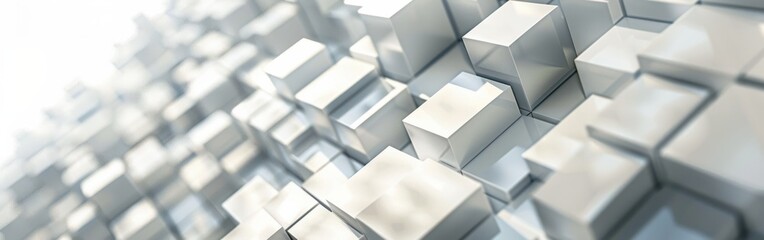 Fototapete - A white background with a lot of white cubes. The cubes are arranged in a way that creates a sense of depth and texture. The image conveys a feeling of modernity and sophistication