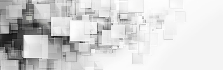 Leinwandbilder - A white background with a lot of squares and triangles. The squares are all different sizes and the triangles are scattered throughout the image. Scene is abstract and geometric