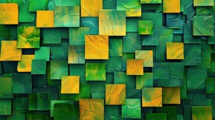 Aufkleber - A green and yellow wall made of squares