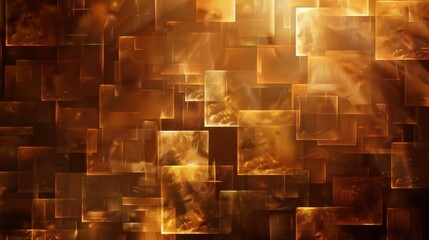 Aufkleber - A colorful, abstract image of squares and triangles with a warm, golden hue. The image has a sense of movement and energy, and it seems to be a representation of a dynamic, lively scene
