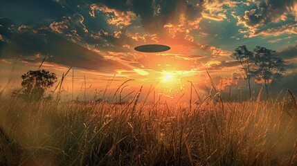 Canvas Print - sunset in the grass