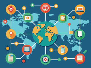 schematic of international network connections