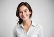 © 月 明 - Positive smiling woman on clean background