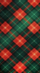 Poster - This is an image of a red and green plaid pattern. The pattern is made up of thin lines that intersect to create squares. The squares are arranged in a diagonal pattern. The image is a simple, abstrac
