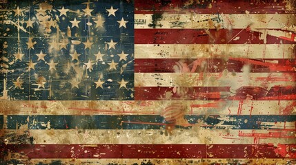 Vintage American Flag with Distressed Texture