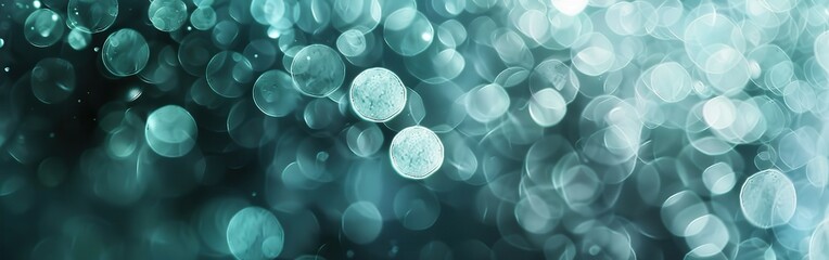 Fototapete - A blue background with many small circles. The circles are of different sizes and are scattered throughout the image. Scene is one of chaos and disorder, as the circles seem to be randomly placed