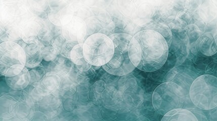 Fototapete - The image is a blurry blue and white background with many circles. The circles are of different sizes and are scattered throughout the image. Scene is one of chaos and confusion