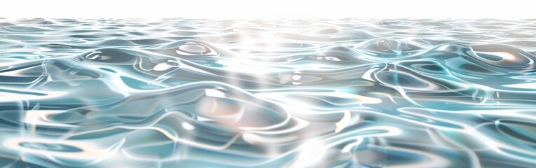 Poster - The image is of a body of water with a lot of waves and ripples. The water appears to be very reflective and shiny, giving it a calm and peaceful atmosphere. The sun is shining on the water