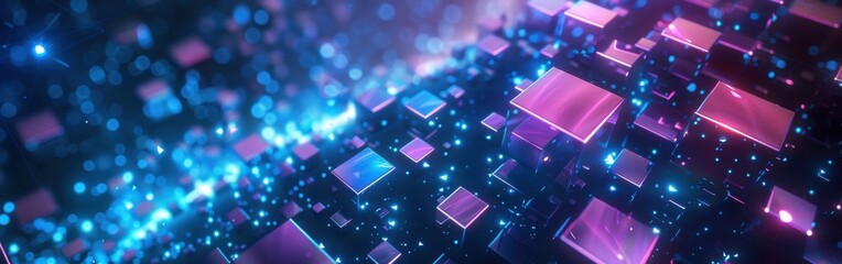 Aufkleber - A computer screen with a blue background and purple squares. The squares are lit up and appear to be part of a computer game