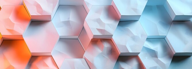 Wall Mural - 4. Craft a visually striking 3D illustration featuring an abstract hexagonal tech background enhanced with a gradient effect, showcasing the fusion of technology and artistry in its detailed