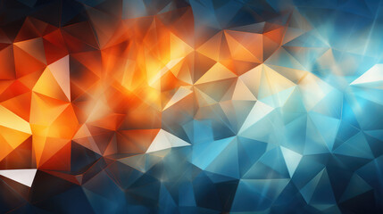 Wall Mural - abstract blue orange geometric futuristic technology texture with triangular 3d triangles shapes pat